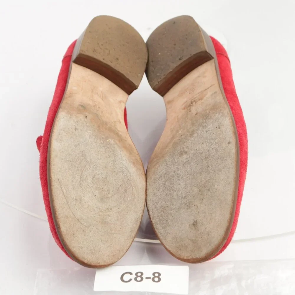 Frances Valentine Womens Penny Loafer Size 6 Red Suede Slip On Shoe Cutout Flats